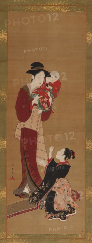 Woman, a baby and a young girl, 1726-1868.