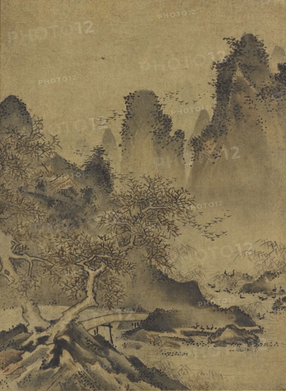 Landscape: mountains, stream and bridge, late 15th-early 16th century.