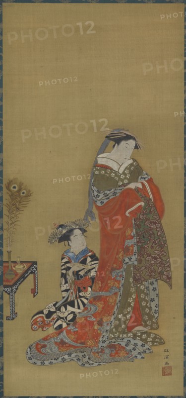 A Courtesan and attendant, late 18th-early 19th century.