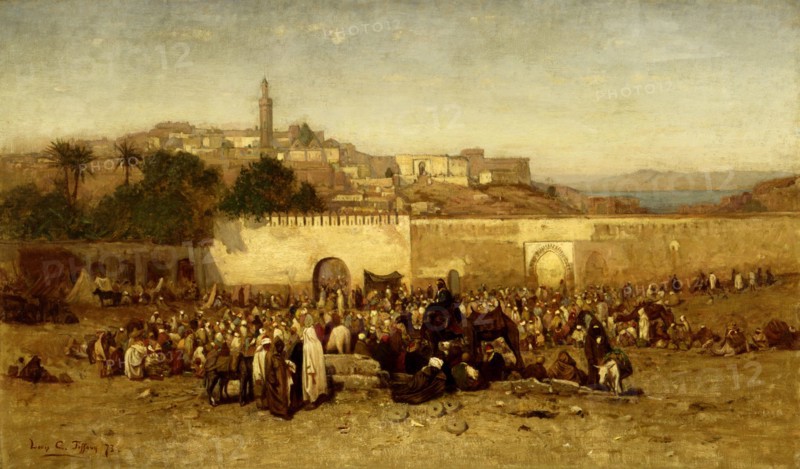 Market Day Outside the Walls of Tangiers, Morocco, 1873.