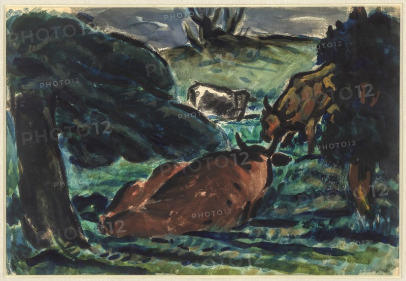 Cows Reclining, c1920s.