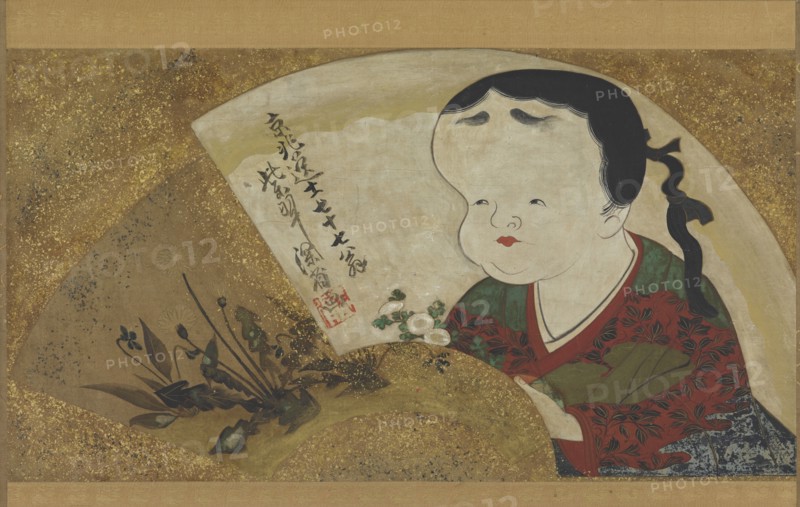 Uzume (Okame) and flowers, 18th-19th century.