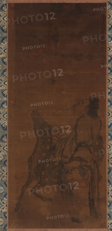 An Immortal and a deer looking at a dragon overhead, 1751.