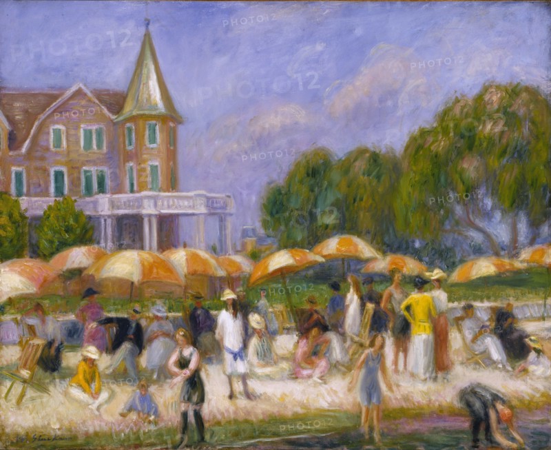 Beach Umbrellas at Blue Point, ca. 1915.