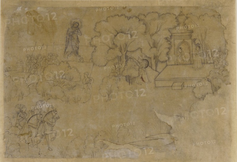Landscape with a figure of the Virgin Mary, 17th century.