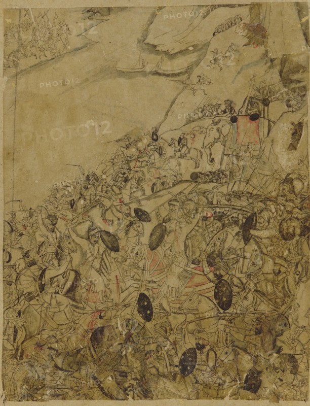 A Battle on the banks of a river, late 17th century.
