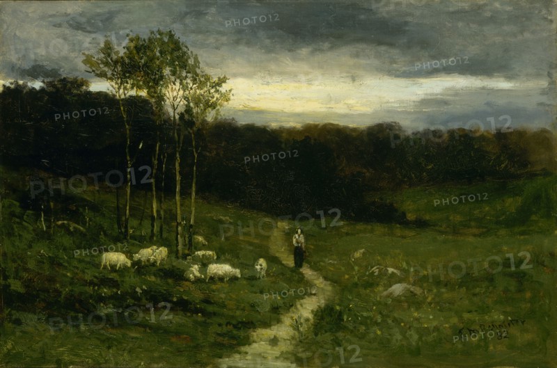 Woman Walking down Path, 1882.