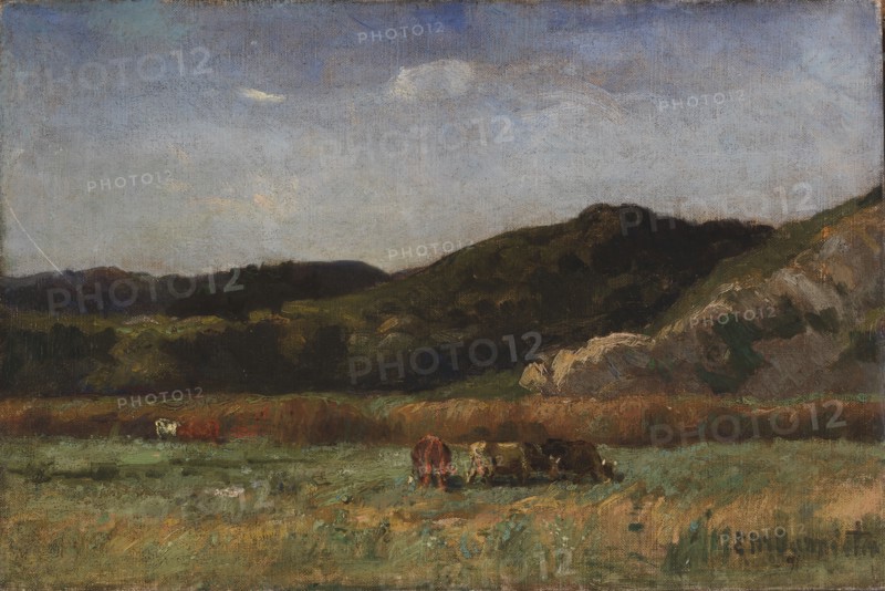 Untitled (landscape with cows grazing, hills), 1891.