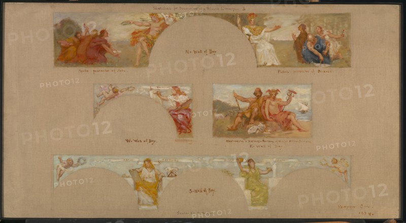 Sketches for a Decoration of a Private Library "B", 1894.