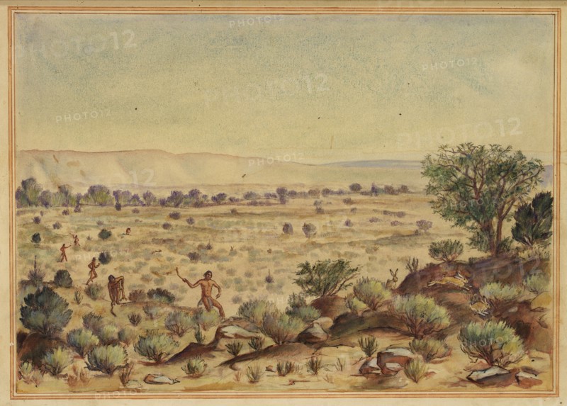Men Hunting Rabbits, 20th century.