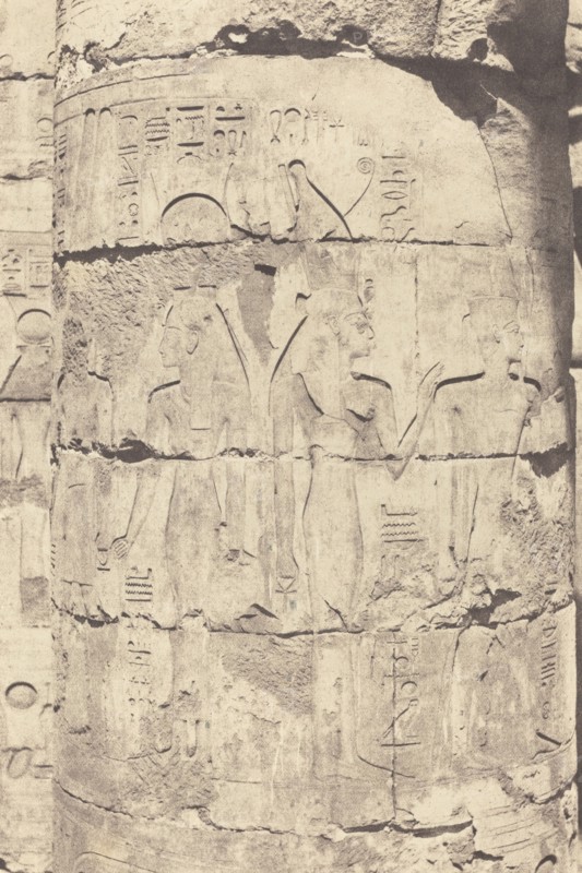 Karnak (Thèbes), Palais--Salle hypostyle--Colonnade Centrale--Décoration d'un Fut, 1853.