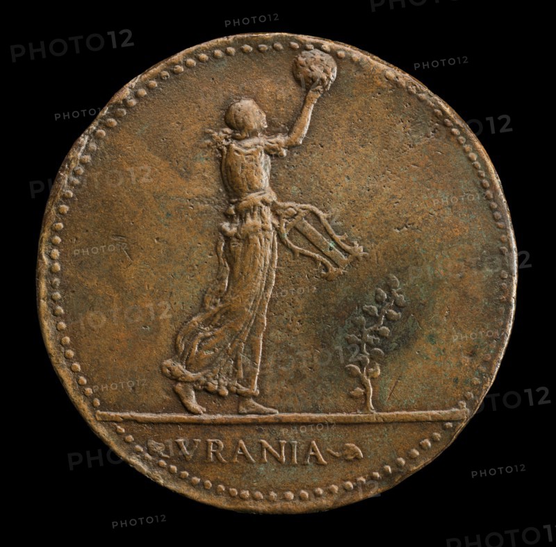 Urania Walking to Right, Holding a Globe and Lyre [reverse], 1488 or after.