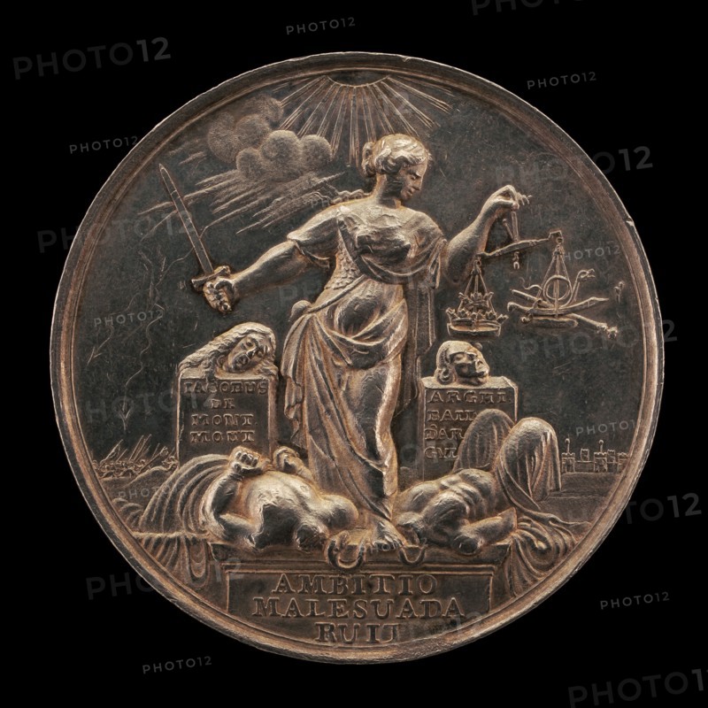 Beheading of James Scott, Duke of Monmouth, and Archibald Campbell, 9th Earl of Argyll [reverse], 1685.