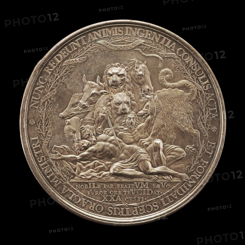 Ten-Headed Monster Preying on Two Nude Bodies [reverse], 1672.