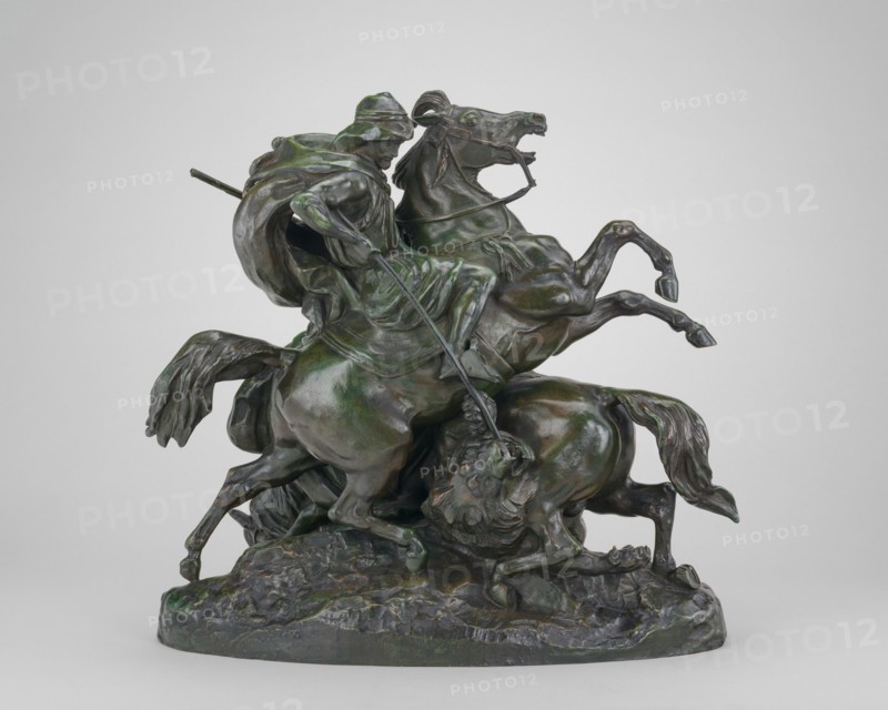 Two Arab Horsemen Killing a Lion, model 1838, cast by 1873.