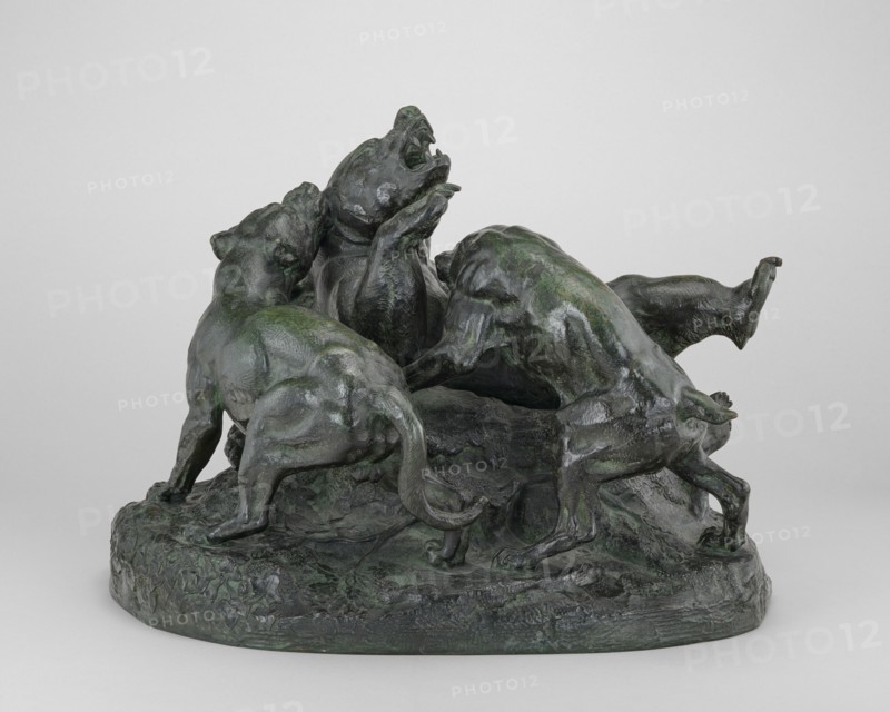 Bear Overthrown by Hounds, model c. 1834/1838, cast by 1873.