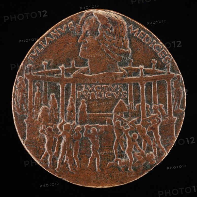 The Murder of Giuliano I de' Medici (The Pazzi Conspiracy Medal) [reverse], 1478.