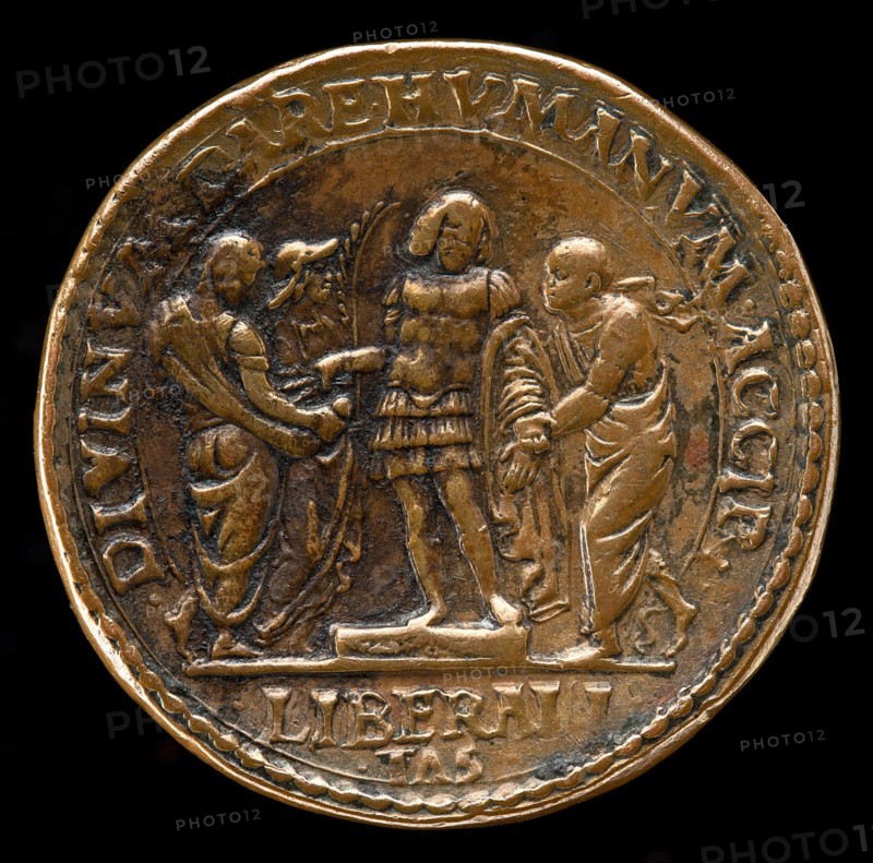 The Marquess Giving Alms [reverse], probably 1484/1506.
