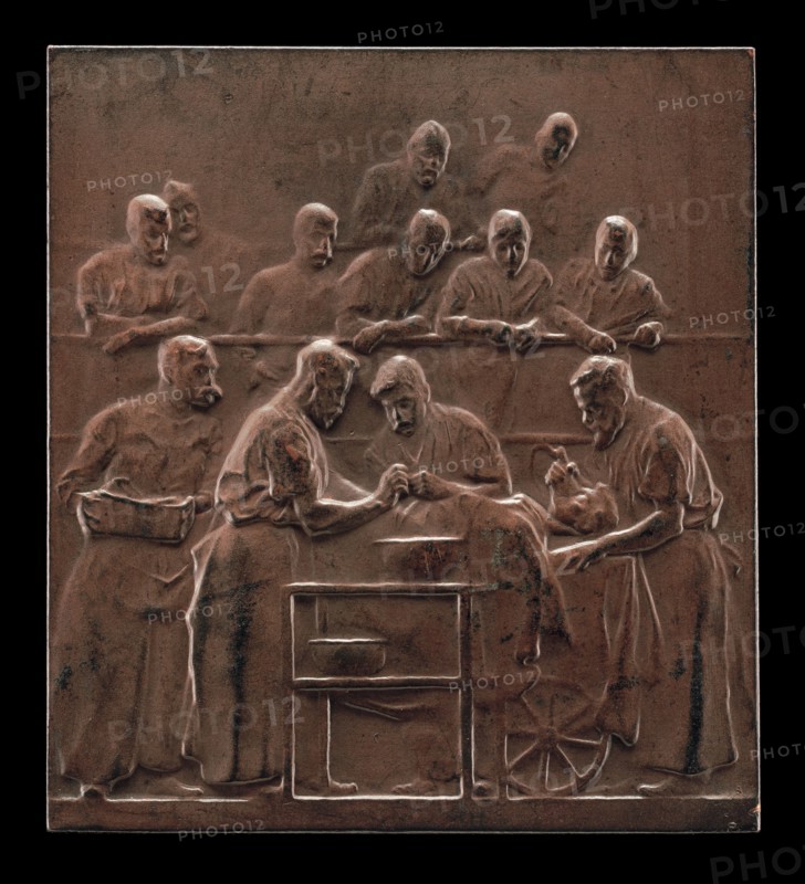 Monod Demonstrating a Procedure in the Operating Theater [reverse], c. 1906.