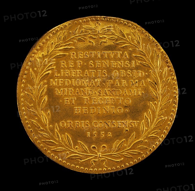 Inscription in a Laurel Wreath [reverse], 1552.