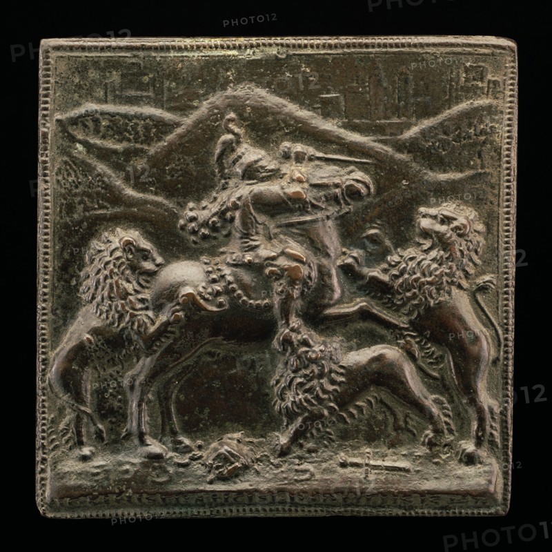 A Horseman Attacked by Three Lions.