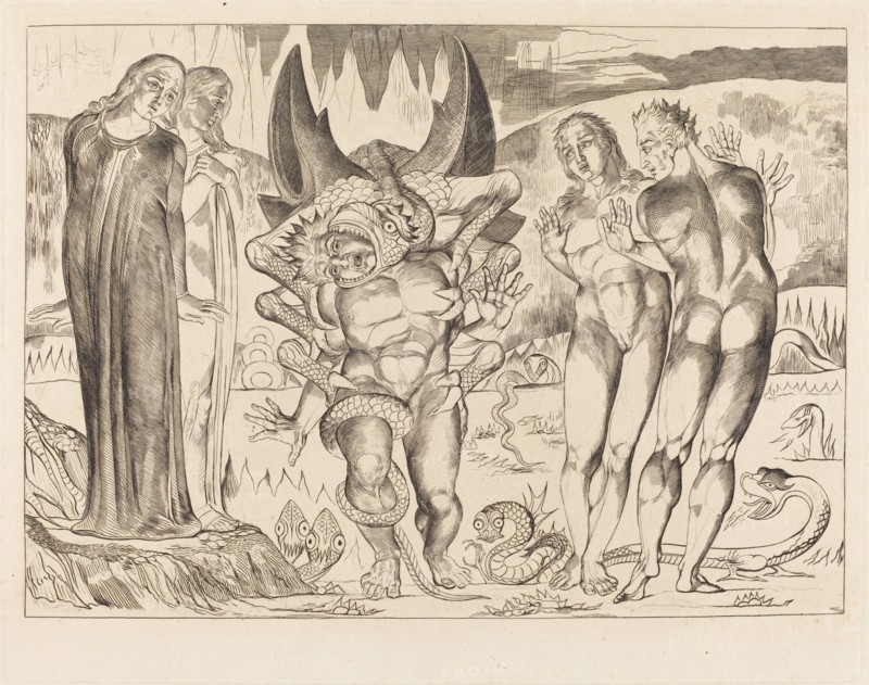 The Circle of the Thieves; Agnolo Brunelleschi Attacked by a Six-Footed Serpent, 1827.