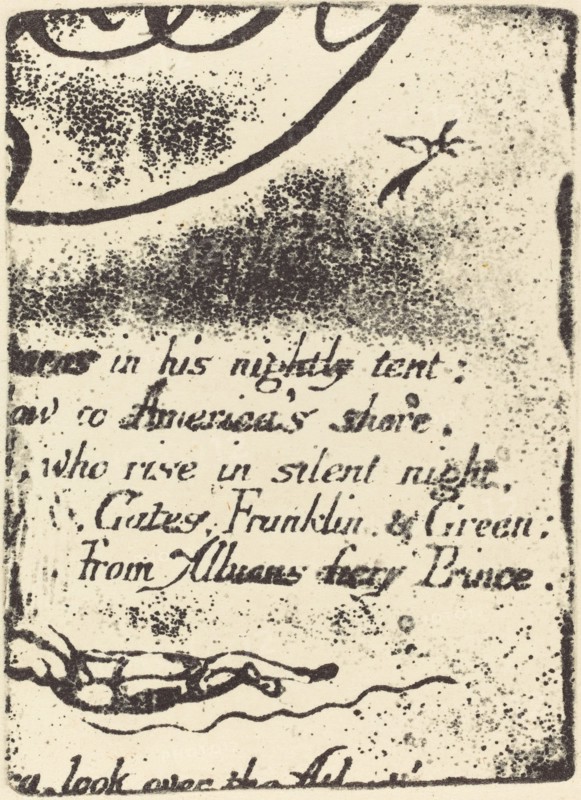 Restrike from fragment of cancelled plate for "A Prophecy", 1793.
