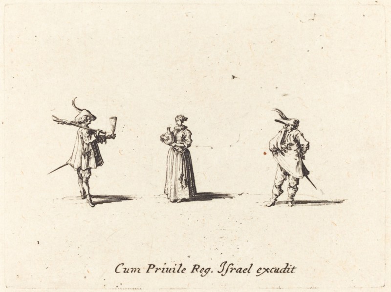 Lady with Wine Bottle, and Two Gentlemen, probably 1634.