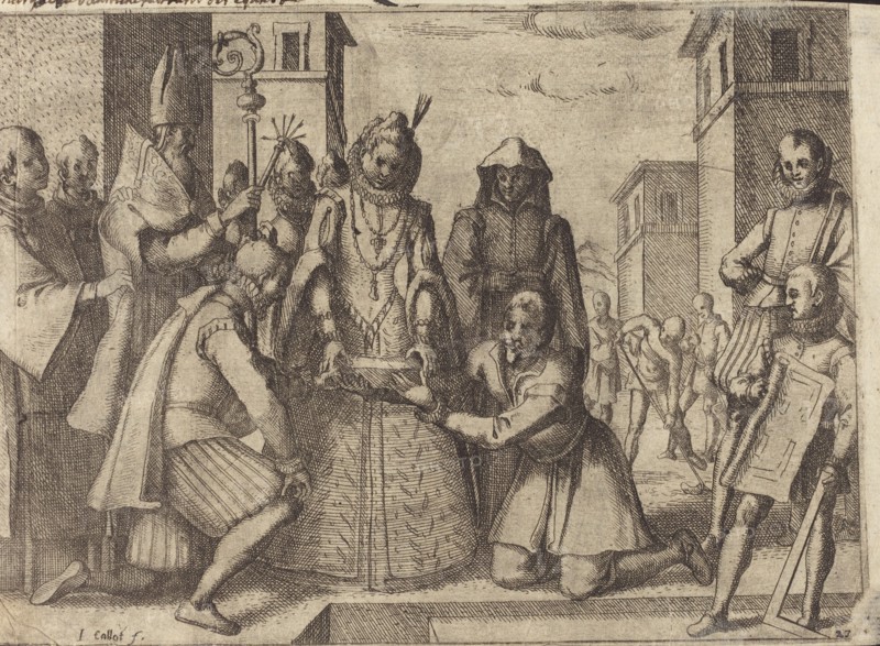 The Queen Laying the First Stone for the Church of the Poor Clares in Spain [verso], 1612.