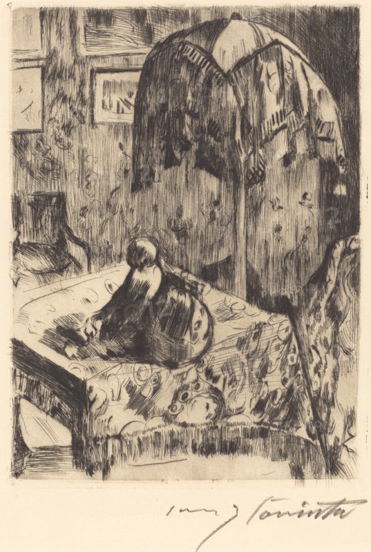 Interieur mit Stehlampe (Interior with Floor Lamp), 1916.