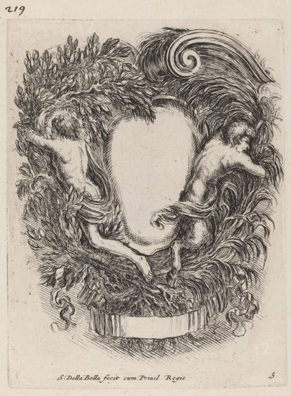 Cartouche with Apollo and Pan, 1647.