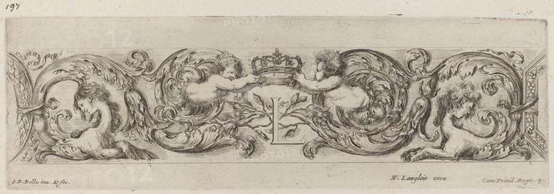 Ornamental Frieze with Letter L (Louis XIV), probably 1648.