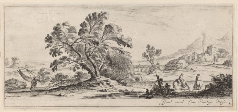 Landscape with Fisherman Carrying his Net, in or before 1647.