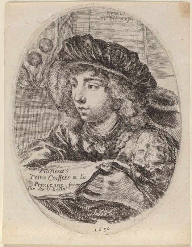 Title Page for "Plusieurs Testes Coiffées a la Persienne", 1650.