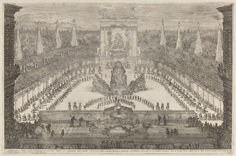 The Prince of Tuscany, His Horse Troops and Carriages around Mount Atlas, 1661. Creator: Stefano della Bella.