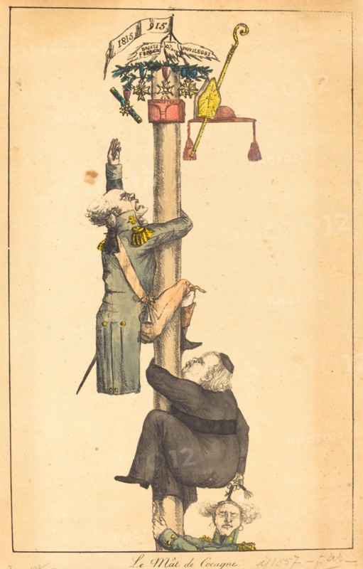 The Greasy Pole, 1815. [Le Mât de Cocagne].