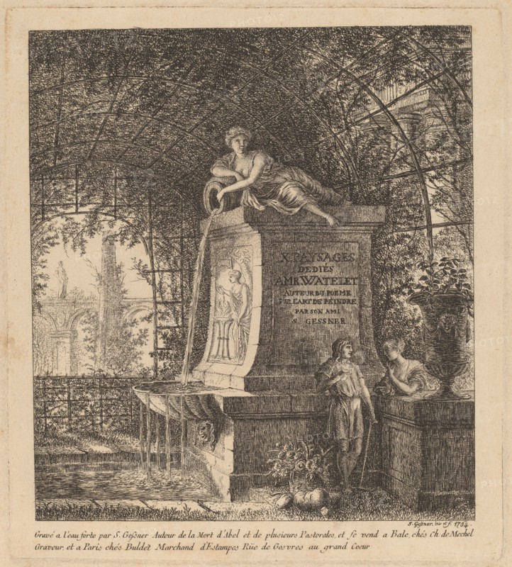 Fountain in a Summerhouse, 1764. Creator: Salomon Gessner.