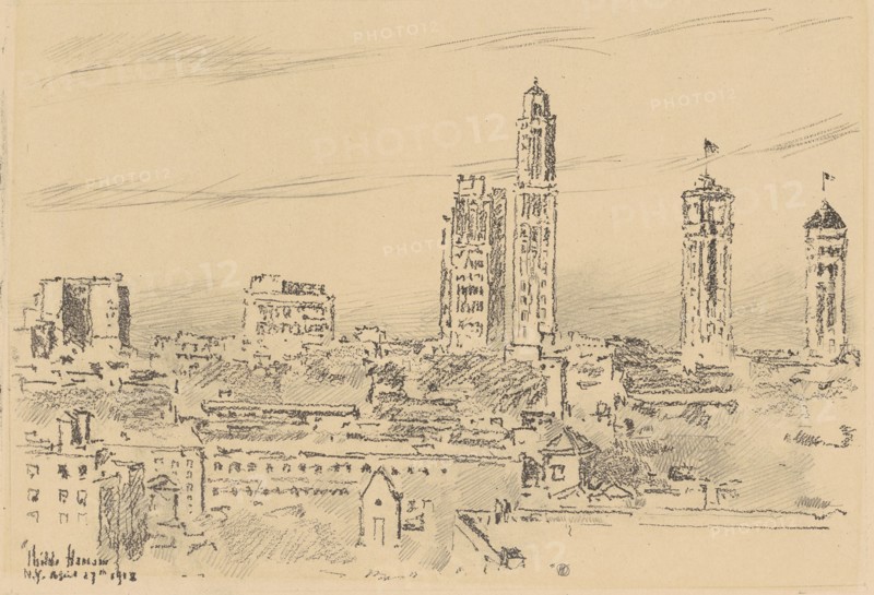 New York Sky Line, Light Buildings, 1918.