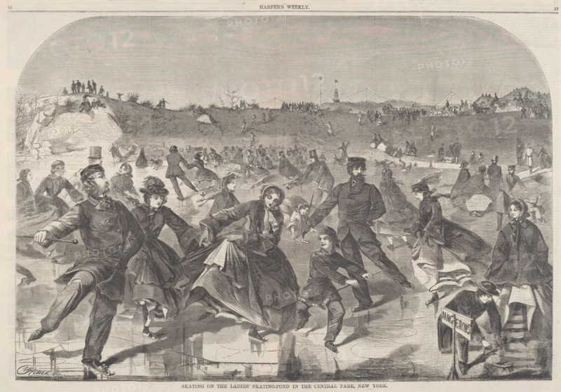 Skating on the Ladies' Skating-Pond in the Central Park, New York, published 1860.