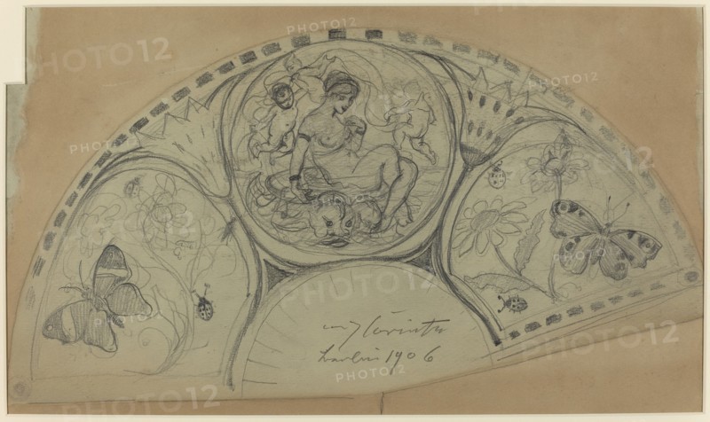Fan Design [recto], probably 1906.