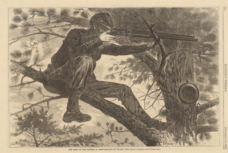 The Army of the Potomac - A Sharp-Shooter on Picket Duty, 1862.