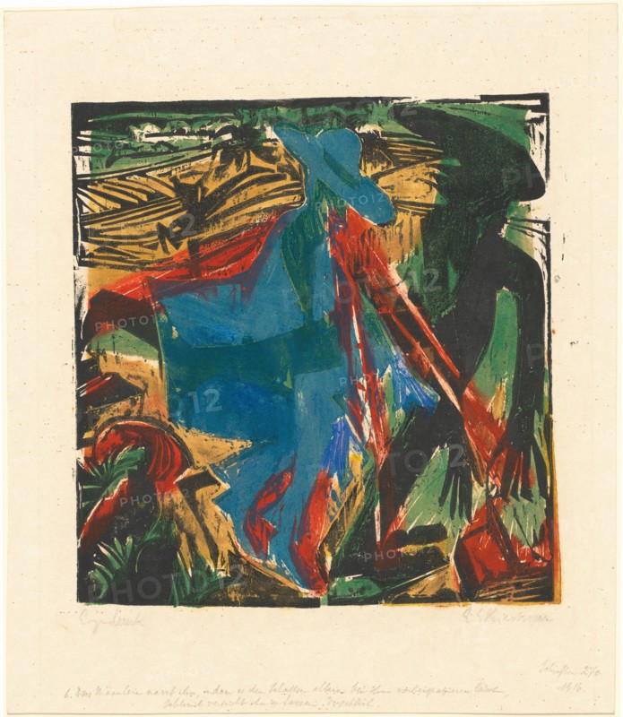 Peter Schlemihls wundersame Geschichte: Schlemihls Begegnung mit dem Schatten..., 1915. Creator: Ernst Kirchner.