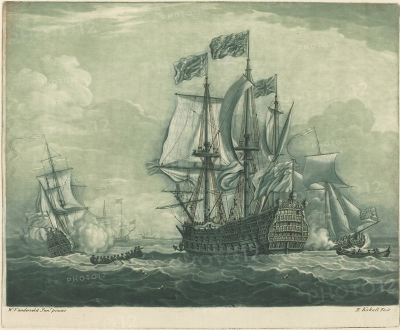 Shipping Scene with Man-of-War, 1720s.