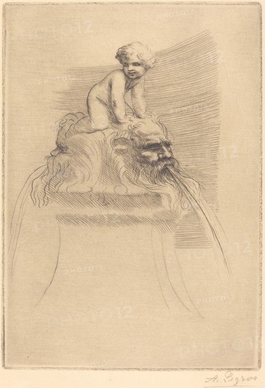 Small Fountain, Child Playing on the Grotesques (Petite fontaine, enfant qui joue surdes masques).