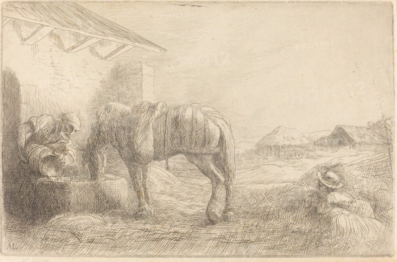 Man Watering a Horse (Homme abreuvant un cheval).