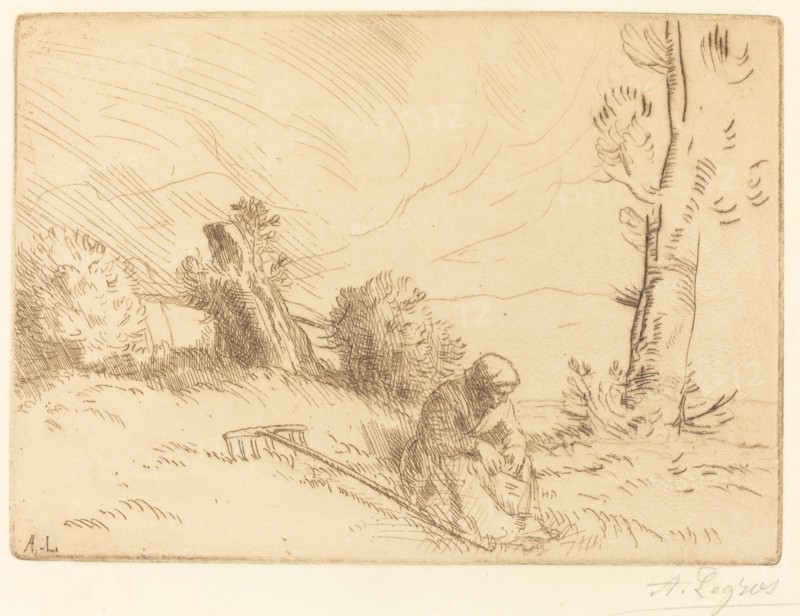 Peasant Woman Seated near a Hedge (Paysanne assise pres d'une haie).