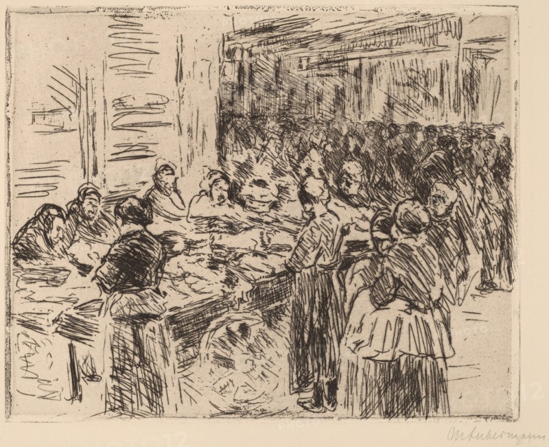 From the Jewish Quarter in Amsterdam: Fishmarket on the Street Corner, 1908.