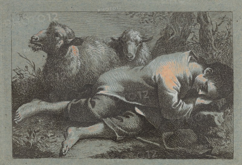 Peasant Boy Asleep near Two Sheep, 1758/1759.