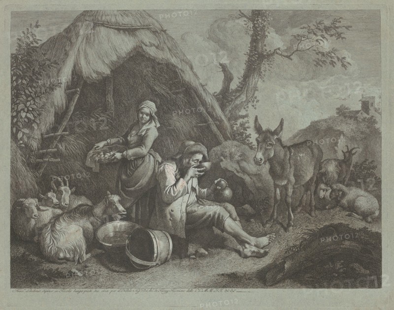 Seated Old Man and Woman with a Basket of Eggs, 1759/1782.