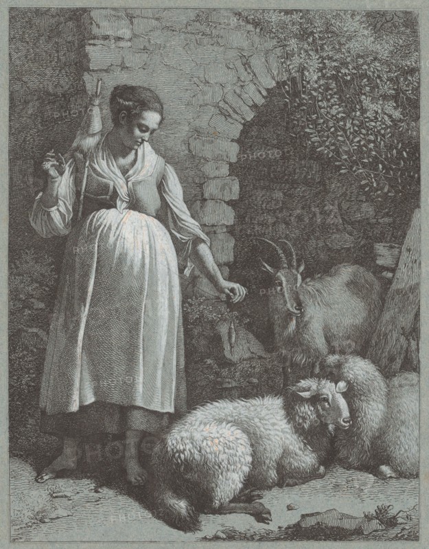 Woman Spinning Yarn by an Arch, 1764.